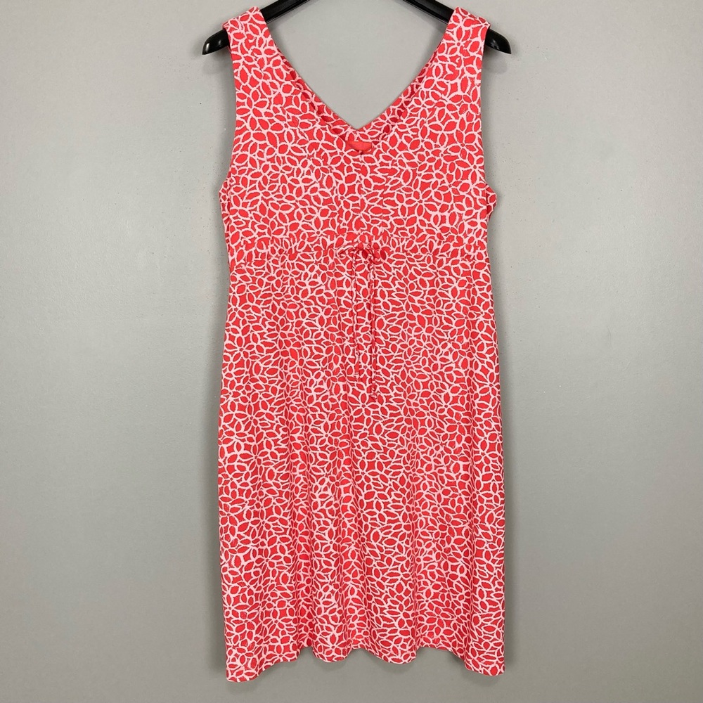 Fresh Produce V-Neck Midi Dress Women’s Size L Floral Stretch Knit Tie Waist